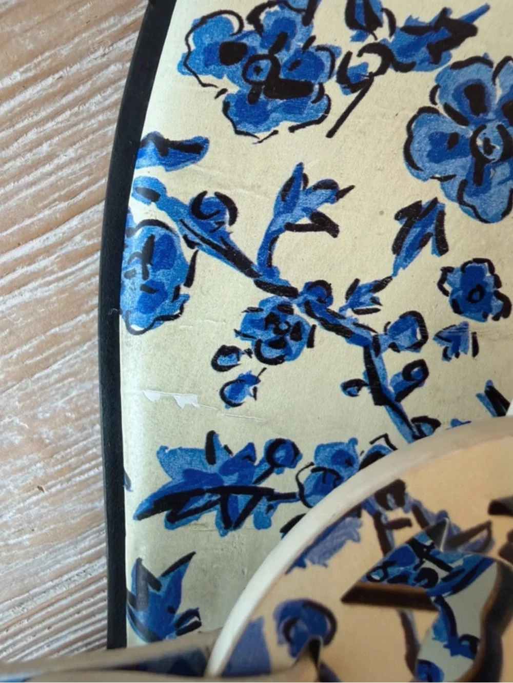 Tory Burch White Sandals with Blue Floral Print